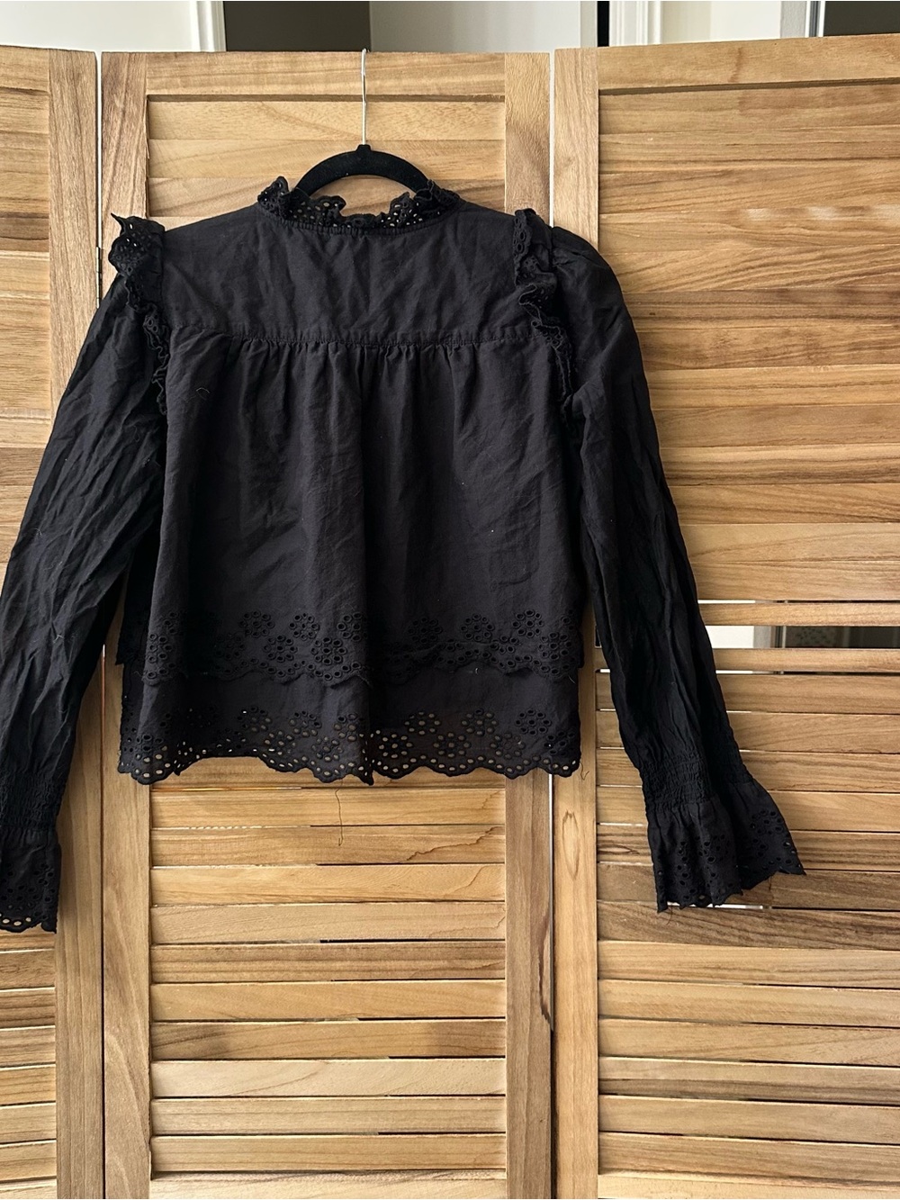 Me+Em Cotton Broderie Ruffle Cropped Top in black size 6 - Picture 6 of 8